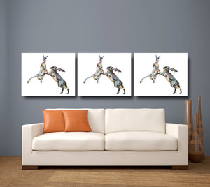 fighting hare, hare, hare print, boxing hare, rabbit gift