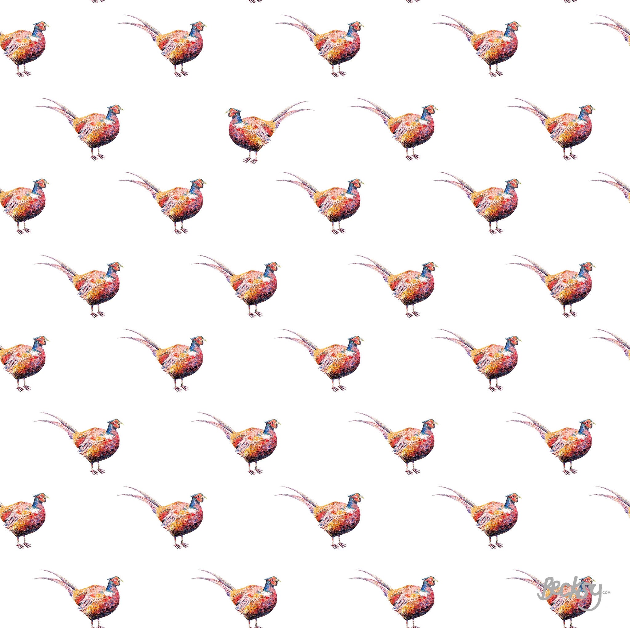 Pheasant Silk Twill Scarf