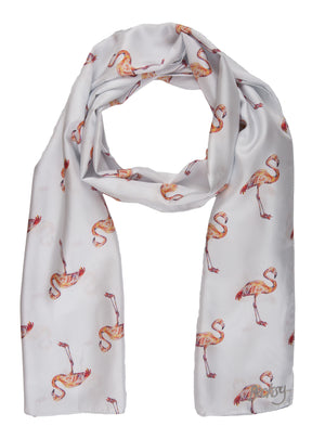 Fabulous Flamingo Silk Twill Scarf