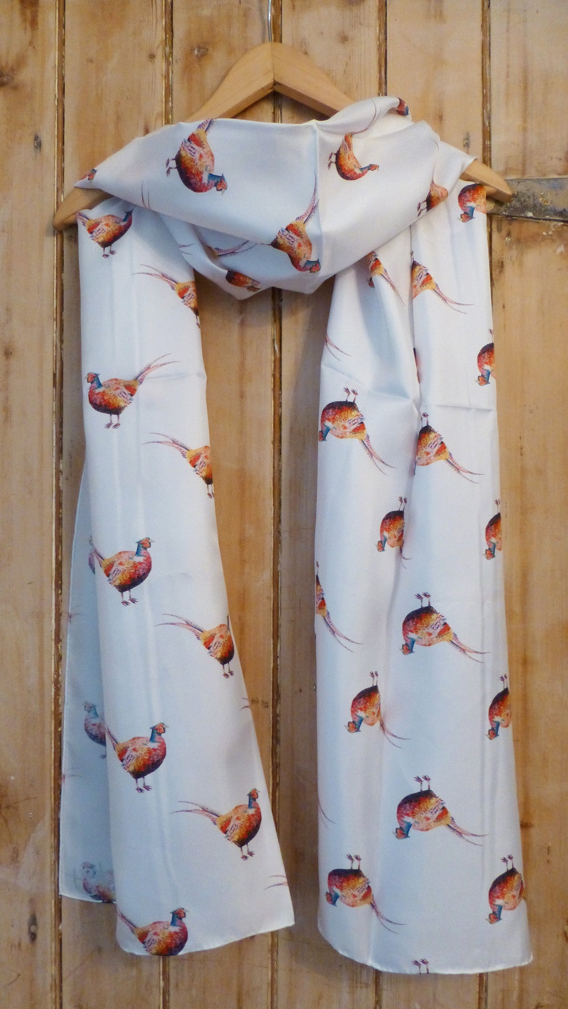 Pheasant silk twill scarf